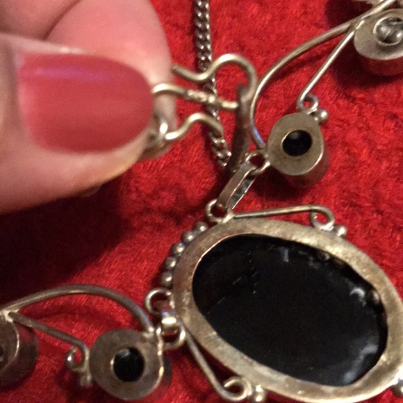 Vtg. 925 sterling silver onyx necklace - Picture 4 of 9